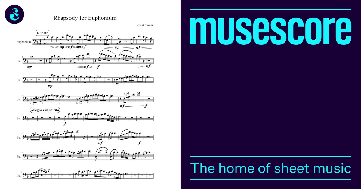 Rhapsody for Euphonium by James Curnow bass clef Sheet Music