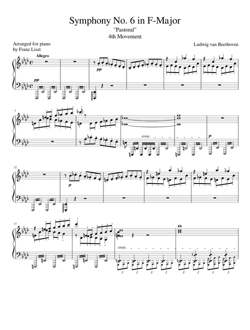 Beethoven Symphony No. 6 "Pastoral" (4th movement) Piano solo