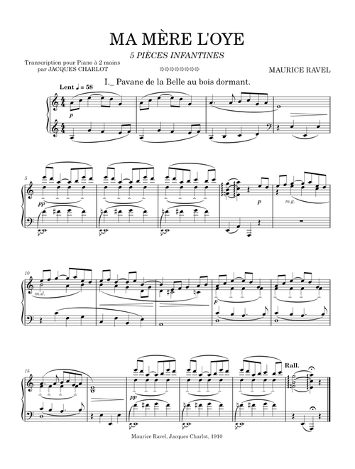 Maurice Ravel - Ma mère l'oye (for solo piano)