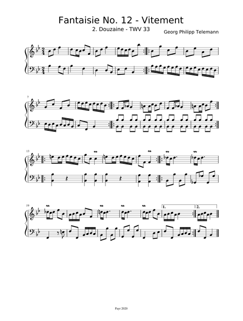 Georg Philipp Telemann: Fantaisie No. 12 - Vitement