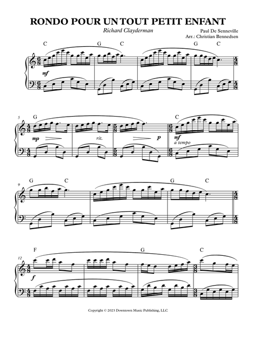 Rondo Pour Un Tout Petit Enfant (Arr. Christian Bennedsen) - Clayderman Richard (Piano Solo)