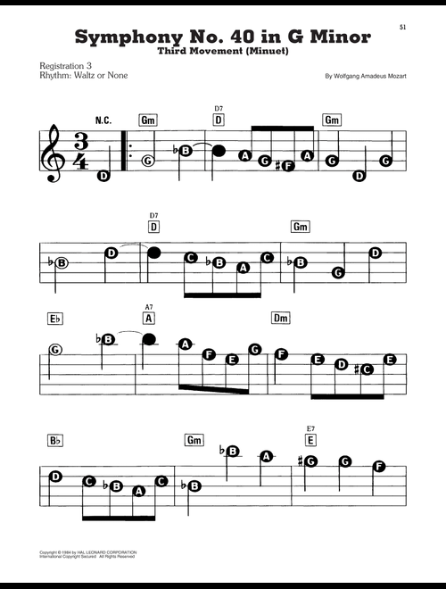 Symphony No. 40 In G Minor, Third Movement ("Minuet") - Wolfgang Amadeus Mozart (E-Z Play Today)