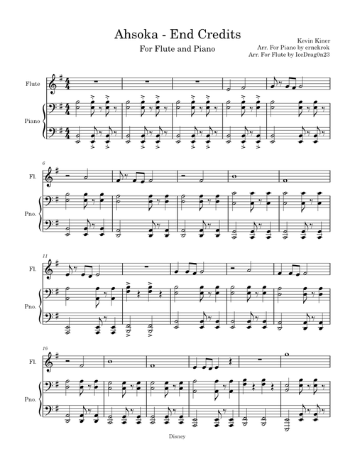 Ahsoka (End credits) – Kevin Kiner Ahsoka (End Credits) - Flute and Piano Duet
