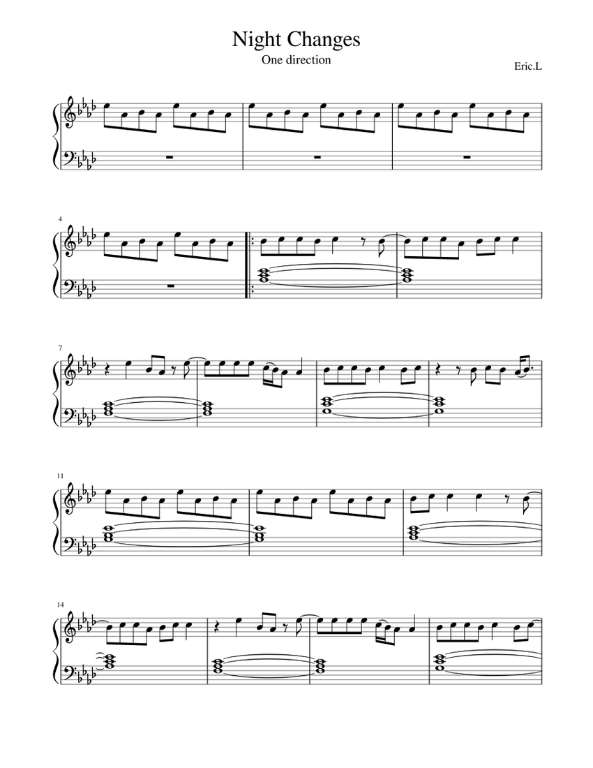 Night Changes Sheet music for Piano (Solo)