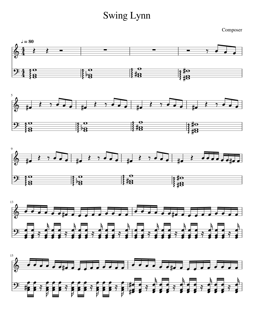 swing lynn wip Sheet music for Piano (Solo)