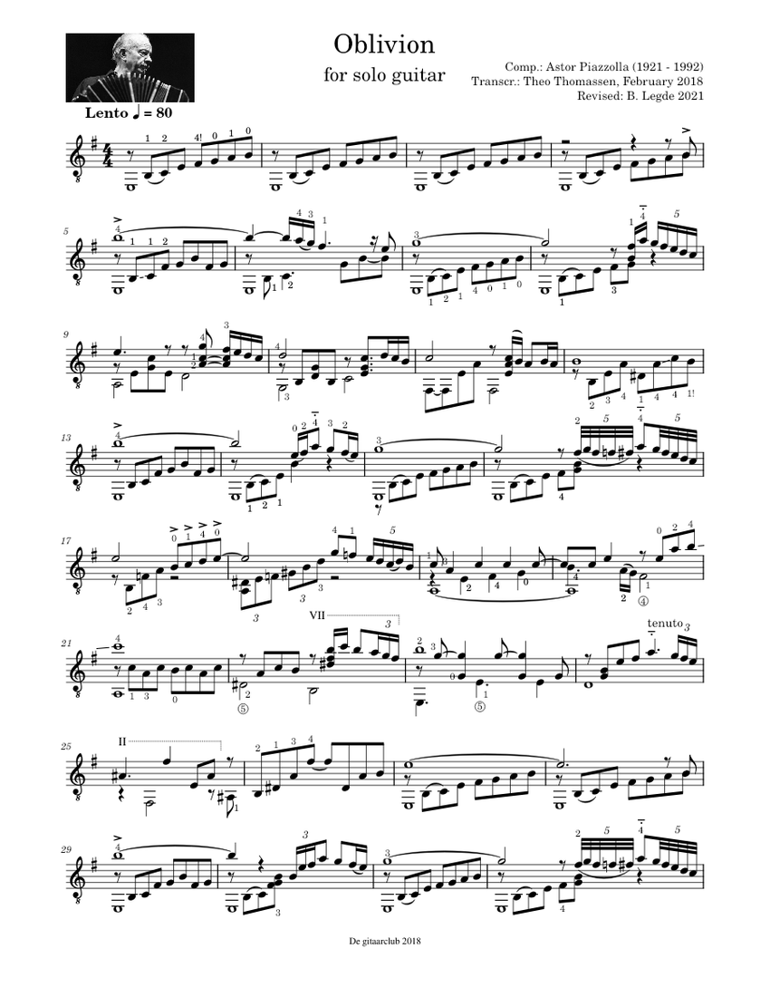 Oblivion__Astor_Piazzolla_1921_-_1992 Sheet Music for Guitar (Solo