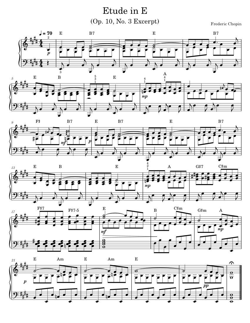 Etude Op. 10 No. 3 Frederic Chopin Sheet music for Piano Solo Musescore