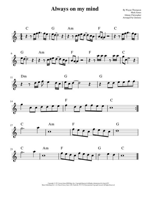 Always On My Mind (Arr. Lkmusic) - Elvis Presley (Flute Solo)