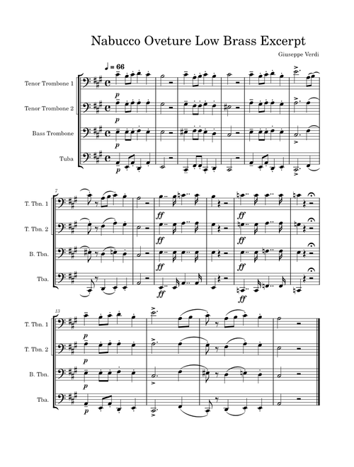 Nabucco – Giuseppe Verdi Giuseppe Verdi Nabucco Oveture Low Brass Excerpt