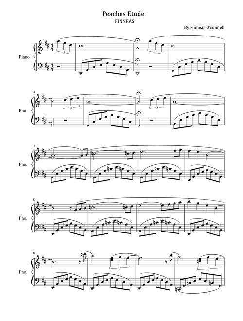 Peaches Etude (Arr. poon) - Finneas O'Connell (Piano Solo)