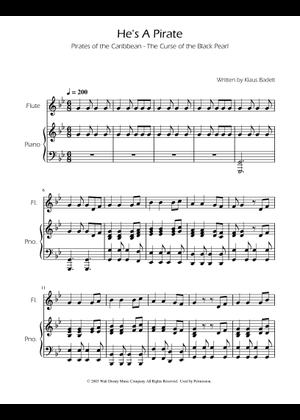 Play Official version of Pirates of the Caribbean Sheet Music by