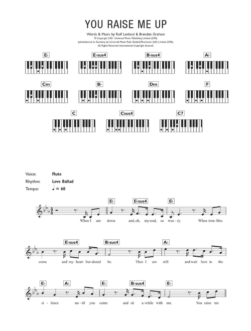 You Raise Me Up - Westlife, Josh Groban (Piano Chords-Lyrics)