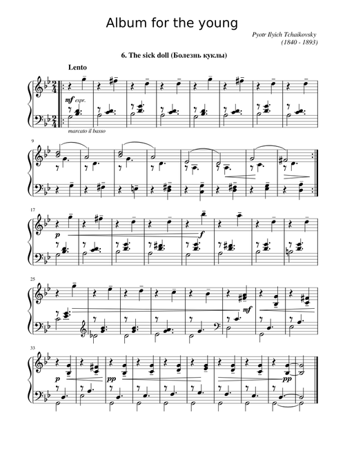 Tchaikovsky - Album for the young 6. The sick doll