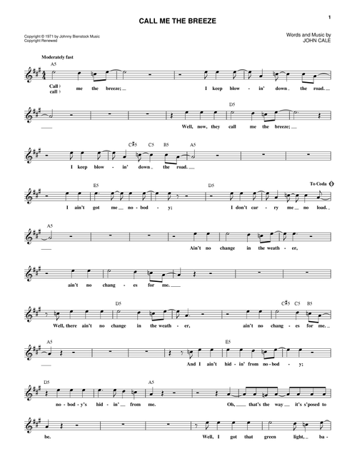 Call Me The Breeze - Lynyrd Skynyrd (Lead Sheet - Fake Book)