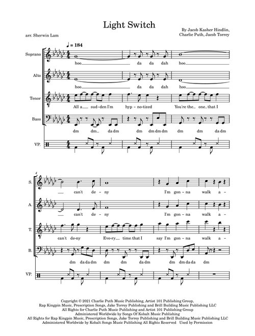 Light Switch (Arr. Sherwin Lam) - Charlie Puth (Lead Sheet - Fake Book)