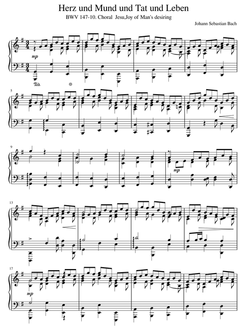 Cantate No. 147, BWV 147, No. 10 (Choral. "Jesus bleibet meine Freude") – Johann Sebastian Bach Cantate No. 147, BWV 147, No. 10 (Choral. "Jesus bleibet meine Freude")
