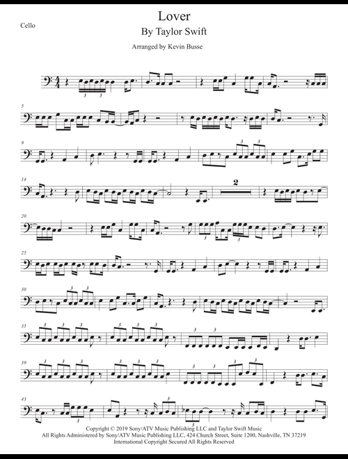 Lover (Arr. Kevin Busse) - Taylor Swift (Cello Solo)