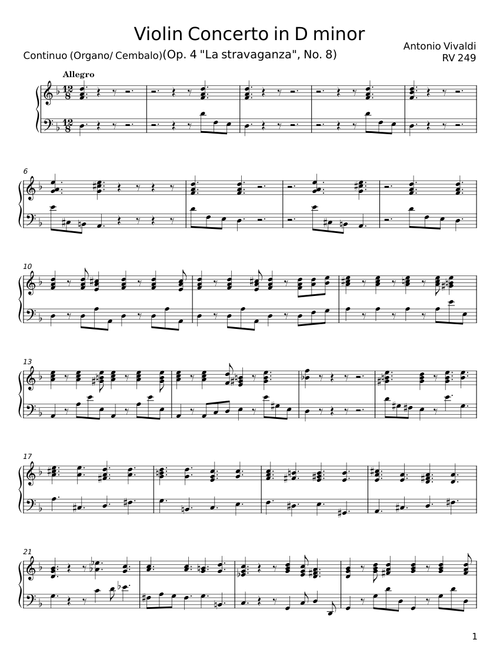 Violin Concerto in D minor, RV 236 - Antonio Vivaldi