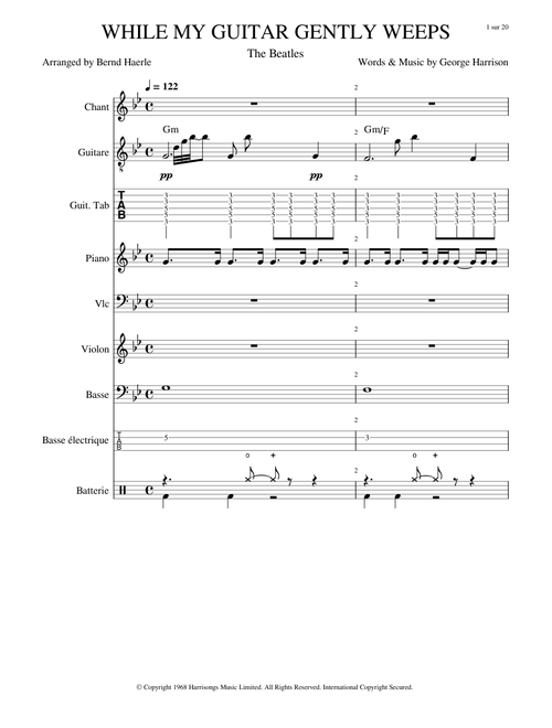 While my guitar gently weeps Partition gratuite MuseScore