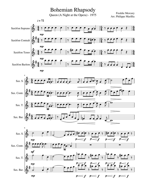 Bohemian Rhapsody (4 saxophones)