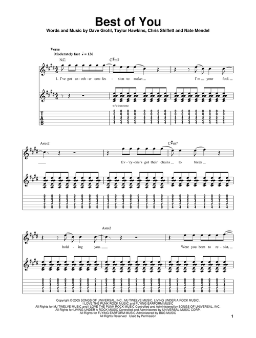 Best Of You - Foo Fighters (Easy Guitar with TAB)