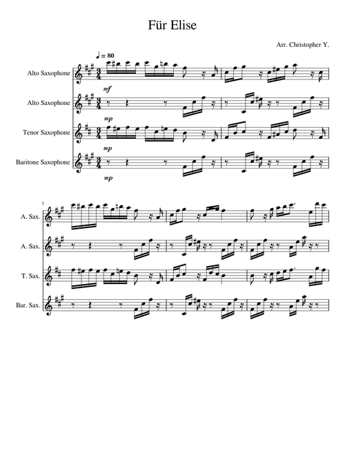 Für Elise, WoO 59 – Ludwig van Beethoven Fr Elise-Sax quartet