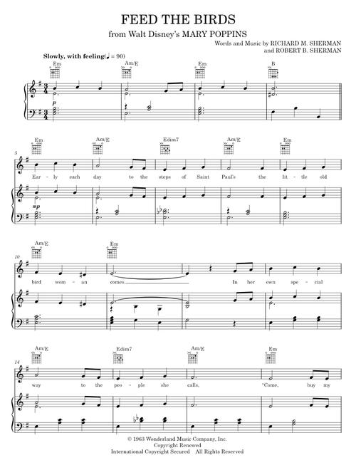 Feed The Birds - Julie Andrews, Sherman Brothers (Piano-Vocal-Guitar)