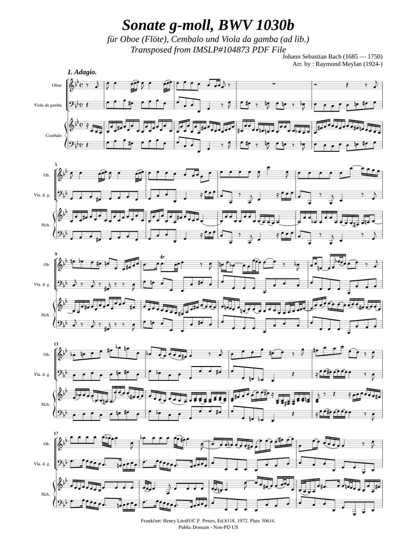 Bach, J. S. _ Oboe Sonate g-moll, BWV 1030b [Ob, Vla.d.g. Bach, J. S. _ Oboe Sonate g-moll, BWV 1030b [Ob, Vla.d.g.
