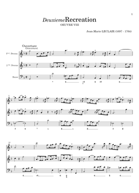 Free Deuxième Récréation De Musique, Op.8 by Leclair, Jean-Marie