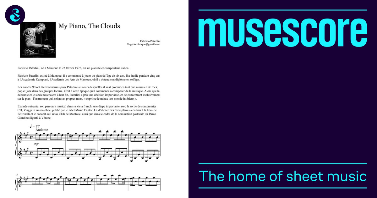 My Piano, The Clouds – Fabrizio Paterlini Sheet Music for Piano 