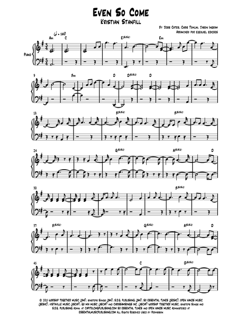 Even So Come (Come Lord Jesus) (Arr. BY EZEQUIEL EDIÇÕES) - Kristian Stanfill (Easy Piano)