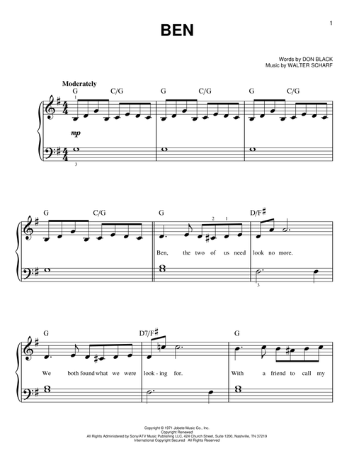 Ben - Michael Jackson (Very Easy Piano)