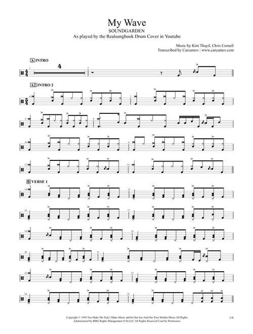 My Wave (Arr. Realsongbook) - Soundgarden (Drums)