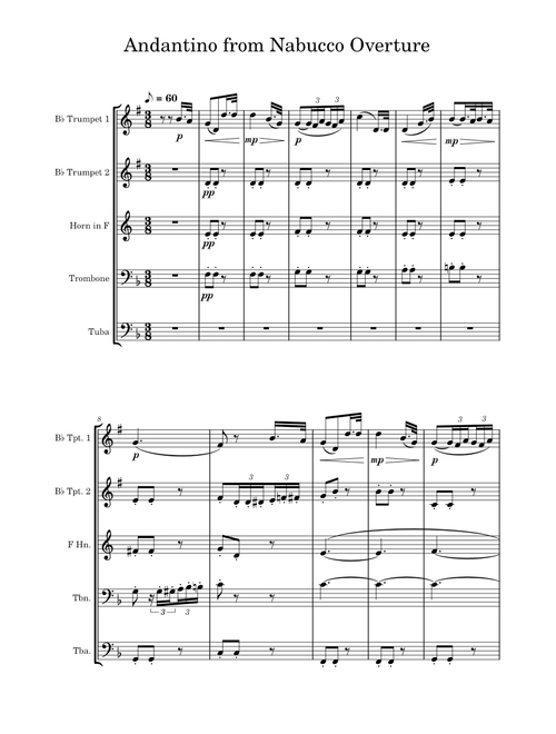 Andantino - Nabucco Overture - Brass Quintet