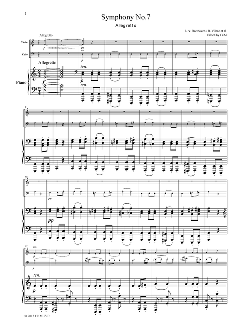 Beethoven Symphony No.7, 2nd mvt., for piano trio, PB501 (Arr. FCMUSIC) - bBeethoven (String Ensemble)