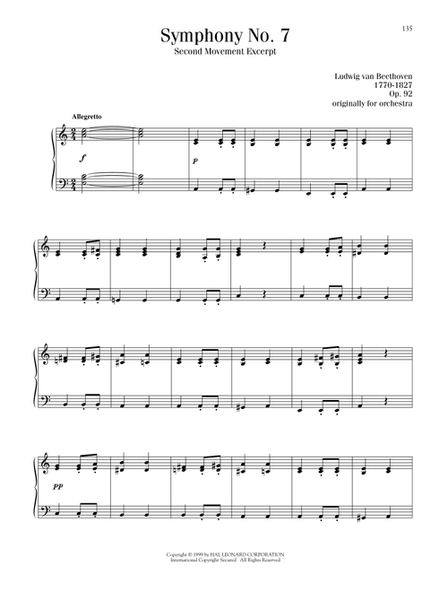 Symphony No. 7 In A Major, Second Movement (Allegretto) - Ludwig Van Beethoven (Piano Solo)