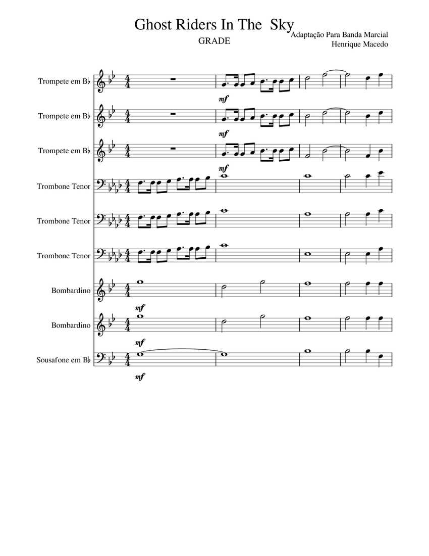 Ghost Riders In The Sky Sheet music for Euphonium, Trombone tenor