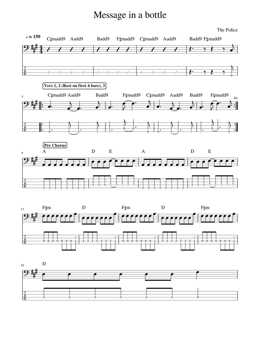 【ギター楽譜】THE POLICE  ※タブ譜付 The Police | Fingerstyle Guitar - Every Breath You Take 楽譜
