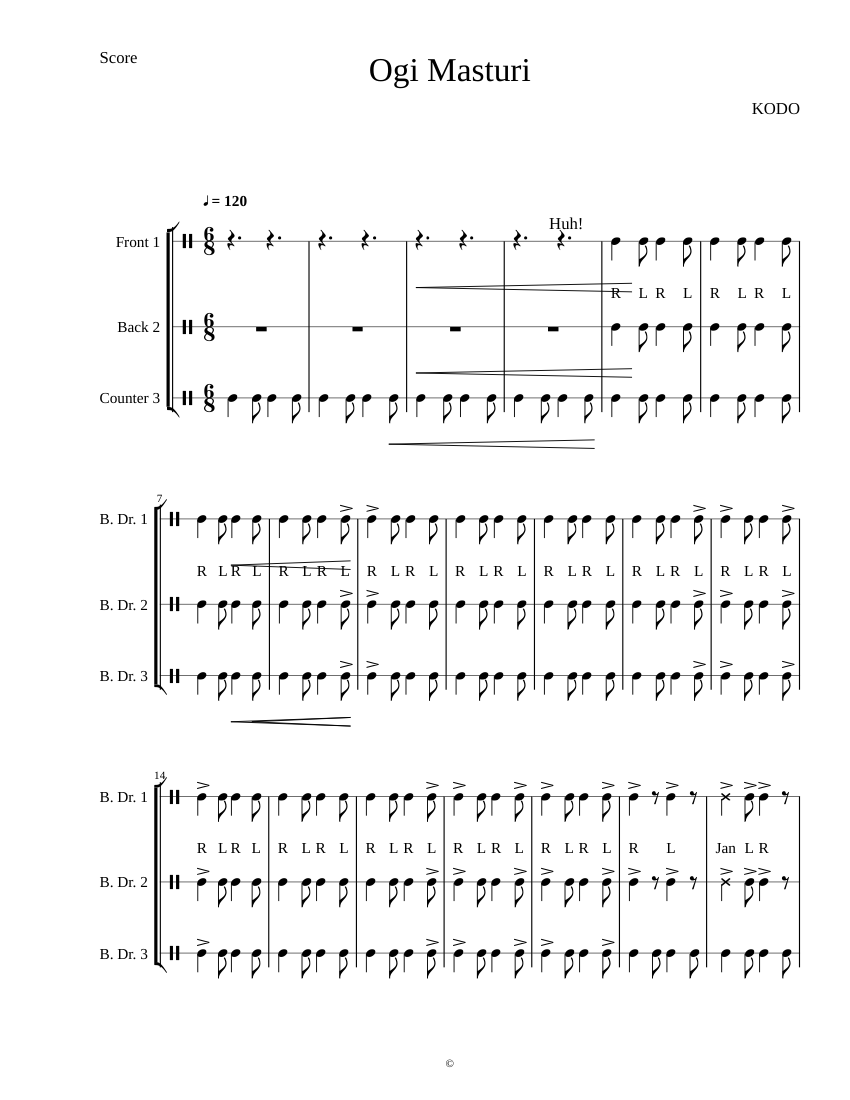 Ogi Matsuri Sheet Music for Snare drum (Percussion Trio