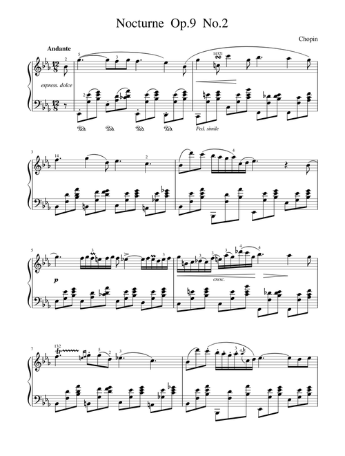 Chopin - Nocturne Op 9 No 2 (E Flat Major) sheet music arranged by Rodila for Solo