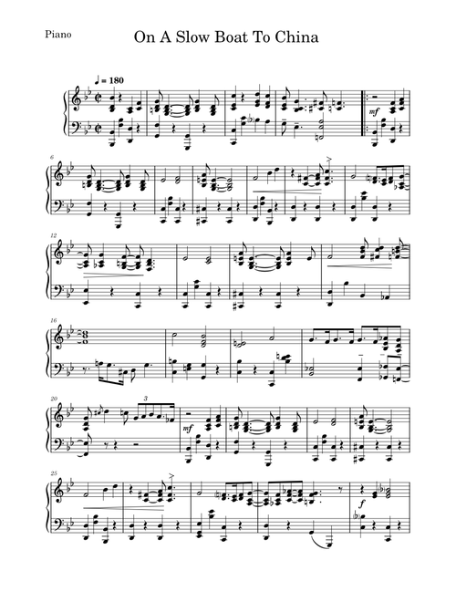 On a slow boat to china – Frank Loesser