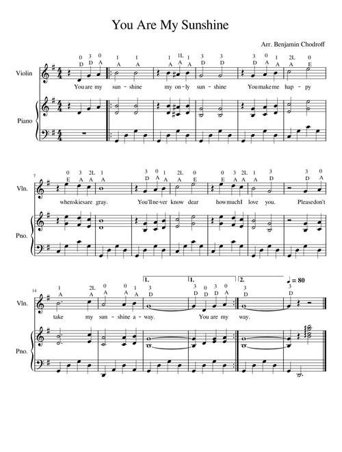 You are my sunshine – Misc Traditional You are my sunshine