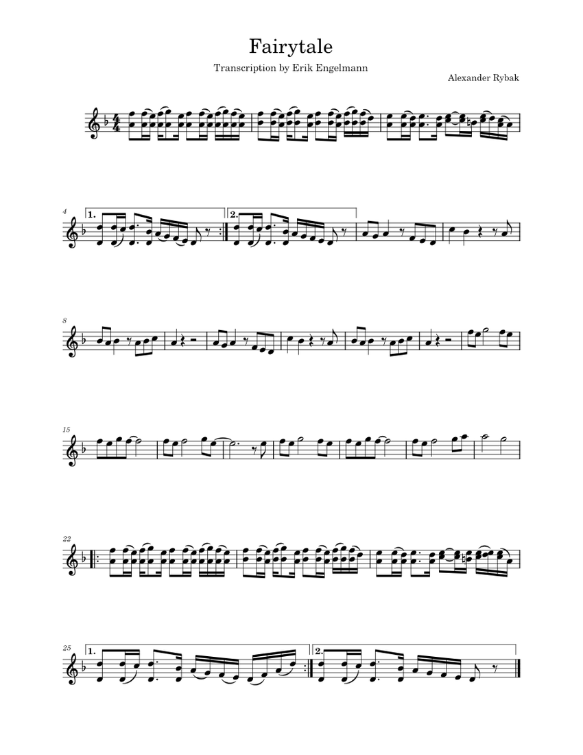 Fairytale Sheet music for Violin (Solo)
