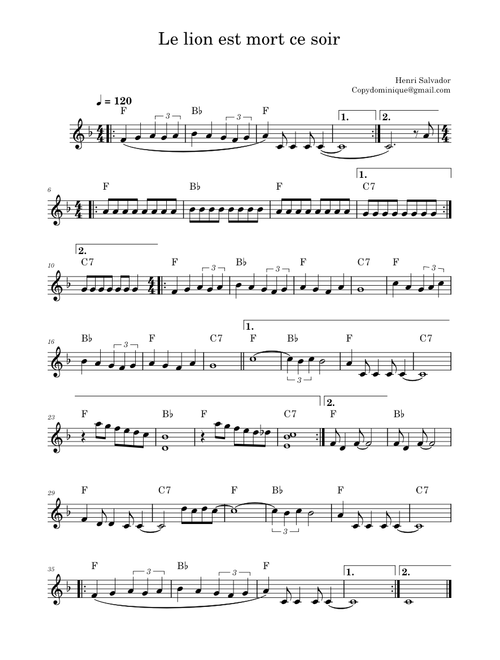 Le lion est mort ce soir – Henri Salvador 1939 (orgue)