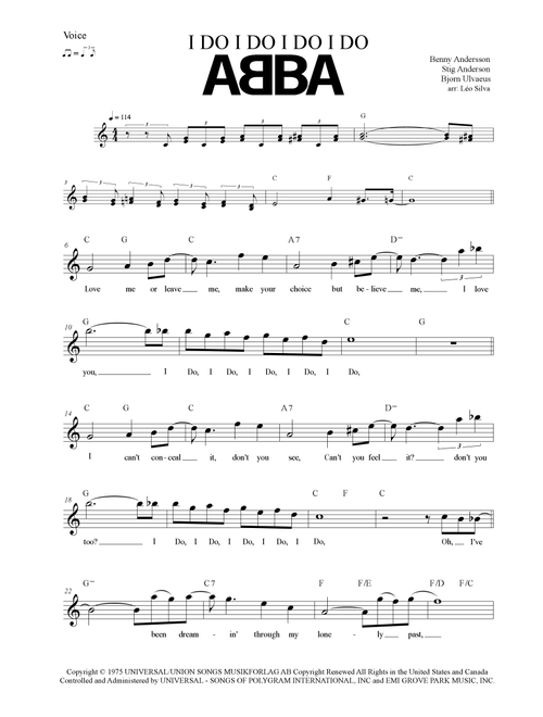 I Do I Do I Do I Do (Arr. Leo Silva) - ABBA (Lead Sheet - Fake Book)