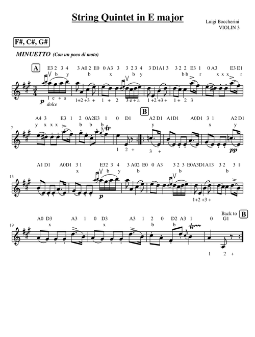 String Quintet in E major, G.275 – Luigi Boccherini Boccherini.VIOLIN 3.M.