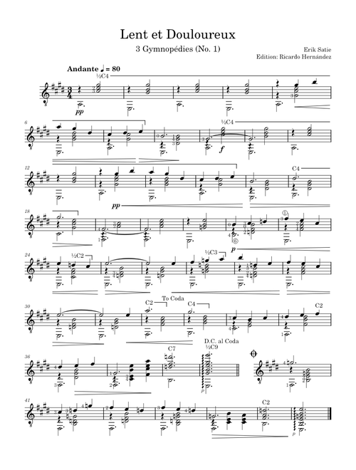 Lent et Douloureux (Gymnopedie No. 1) – Erik Satie
