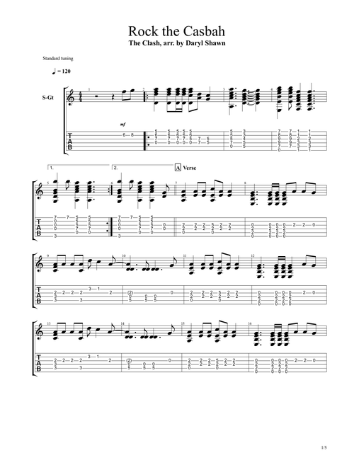 Rock The Casbah (Arr. Daryl Shawn) - The Clash (Guitar Tab)