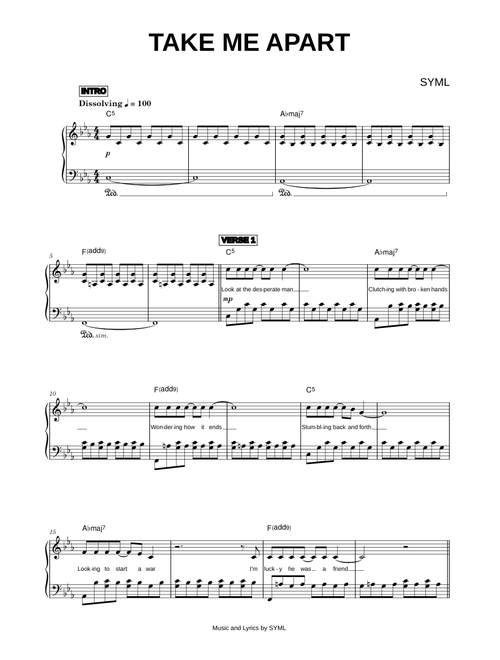 Take Me Apart - SYML (Piano)