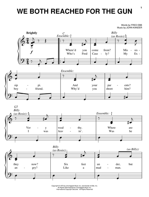We Both Reached For The Gun - Kander & Ebb, Chicago (Musical) (Easy Piano)